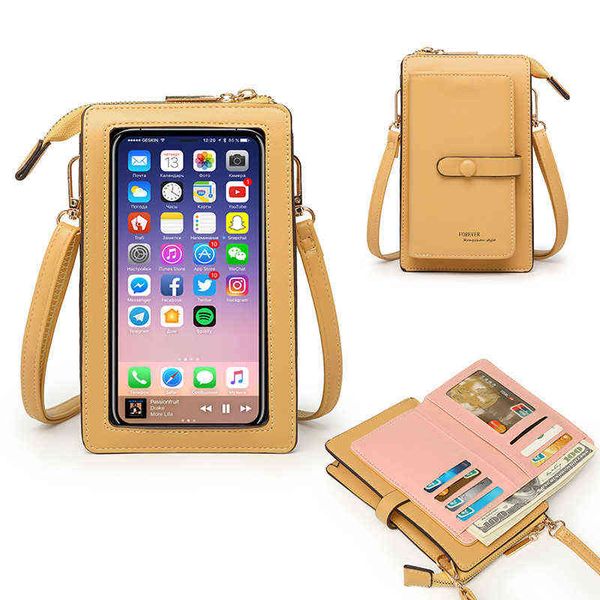 Bolsas de noite Bolsa de telefone Bolsas de ombro pequenas Carteira feminina Couro plutônio Tela sensível ao toque Bolsas crossbody Novo design Bolsas femininas Carteira popular J220825