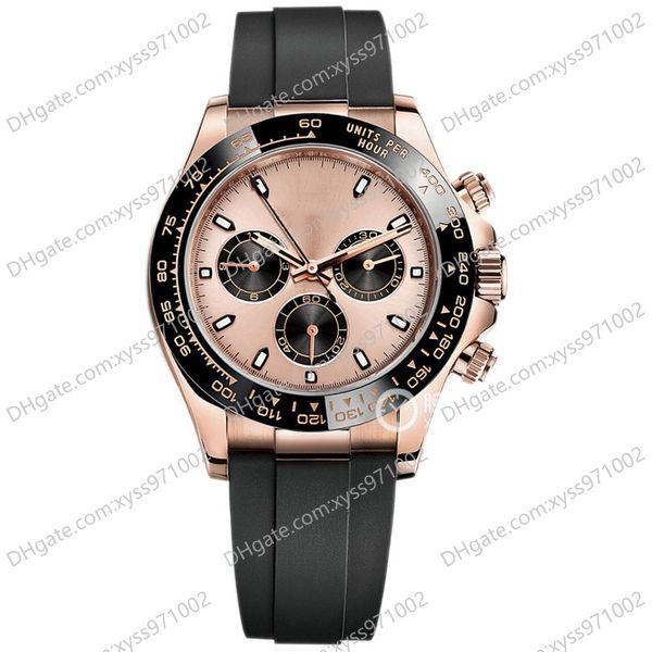 Luxuriöse Herrenuhr aus Roségold M116515ln, 40 mm rosafarbenes Zifferblatt, Armband aus Naturkautschuk, kein Chronograph 2813, sportliche, automatische mechanische Mode-Herrenuhr m116515-0018 116515