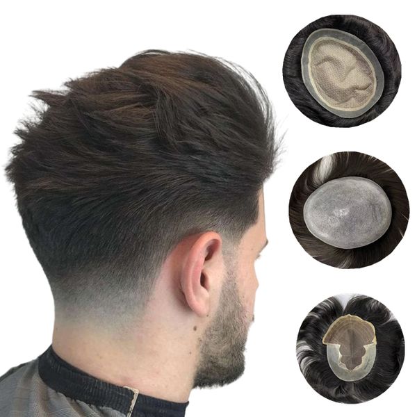 Pronto para enviar penteado de cabelo humano reto para homens 6 