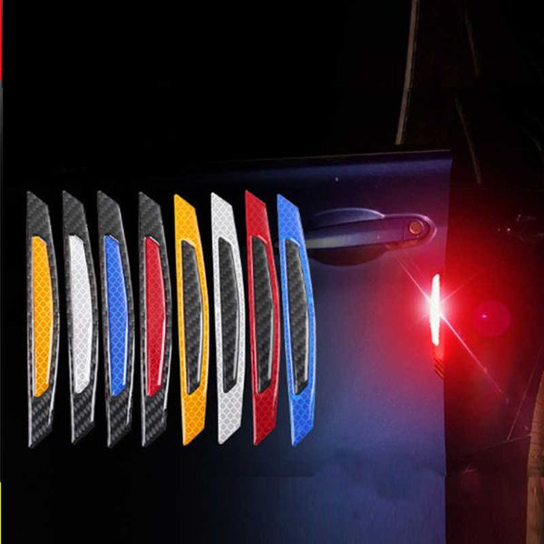 4 pz/set Auto Porta Adesivo Riflettente Nastro di Avvertimento Auto Strisce Riflettenti Marchio di Sicurezza Auto-styling decorazione wairn adesivi per auto