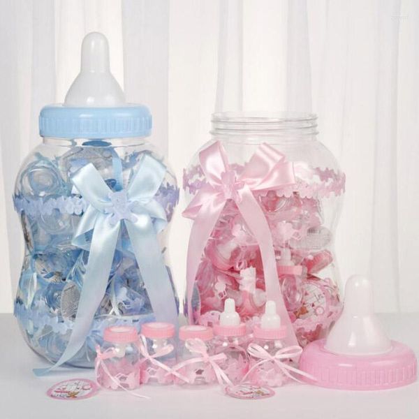 Enrole de presente Transparent Milk Bottle Shape Candy Box Baptism Bristening Birthday Party Favors