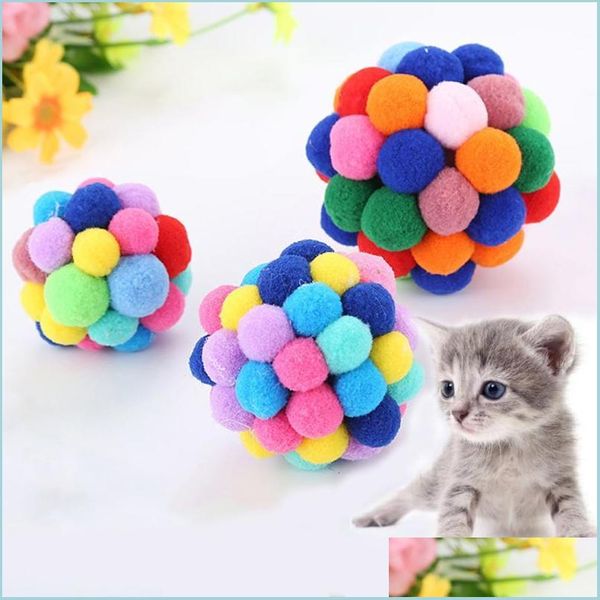 Cat Toys Toys Toys Toys Colorf Colorfer ручной колокольчики Bouncy Ball встроенный Catnip Interactive 1pc Drop Deliver 2021 Home Garden Pet Supplies Ho DHFAC