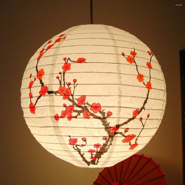 Lampade a sospensione 35cm Lanterna di carta Fiore di prugna Paralume rotondo Decorazioni per la casa per matrimoni Luce in stile orientale cinese