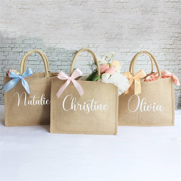 Geschenkpapier, personalisierbar, Dankeschön-Geschenk, große Jutetasche für Frau, personalisierbar, Brautjungfer, Strand, Jutetasche, Hochzeit, Party, Brautparty, Gastgeschenk, Vintage 220913