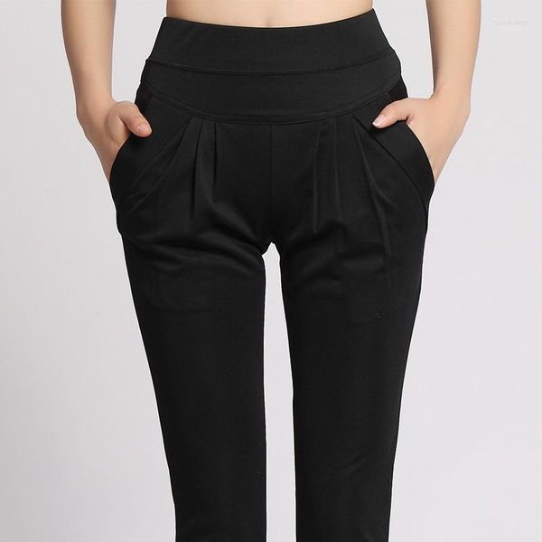Kadın pantolonları s-xxxl harem pantolon kadın cep pantolonları pantalon femme artı beden bayan seksi yüksek bel tozluk siyah haki pantolon1