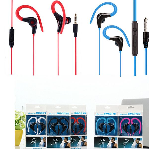 Fones de ouvido esportivos de 3,5 mm na EAR SF-878 cancelamento de ru￭do em execu￧￣o de fones de ouvido com os fones de ouvido est￩reo com fio de earhook para iPhone para iPhone samsung smartphones