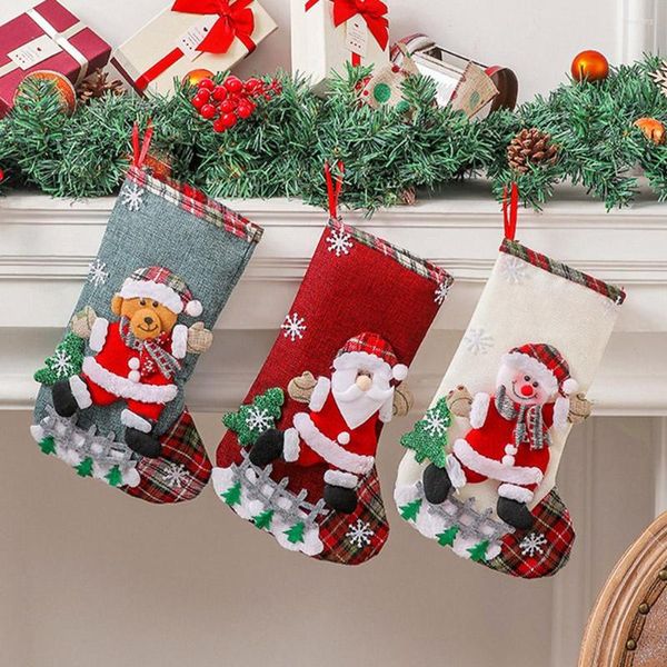 Weihnachtsdekorationen, Strümpfe, festliche Verzierung, hängender Strumpf, Weihnachtsparty-Zubehör, kreatives süßes Paket für Stoffgeschenke, Spielzeug, Aufkleber