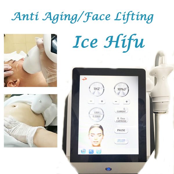 9 Cartucce Ice Hifu Beauty Equipment 62000 Colpi Antirughe Face Lift Skin Tightening Neck Lifting Body Slimming Machine