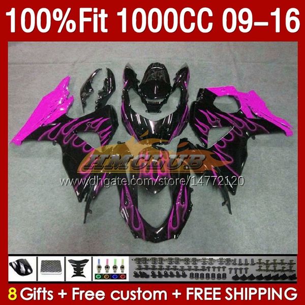 OEM Learings for Suzuki GSXR1000 K9 GSXR-1000 09 10 11 12 2013 2014 2015 2016 151NO.187 GSXR 1000 CC 1000CC 2009 2011 2011 2011 13 14 15 16 Инъекция Fairing Pink Flames