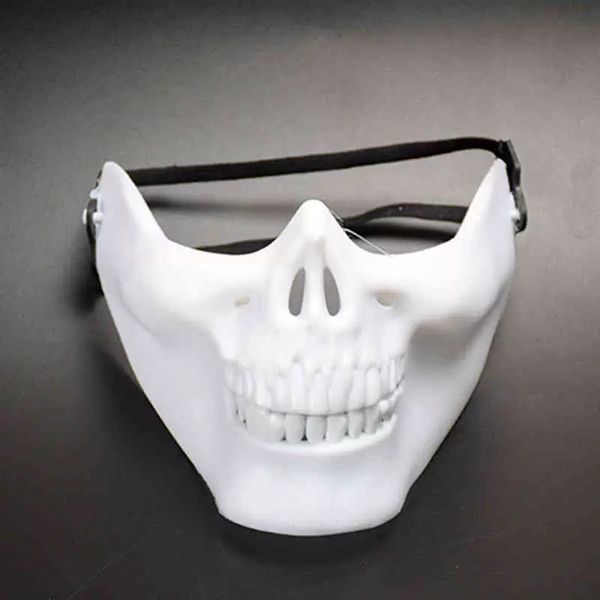 Halloween Meia-face m￡scara de esqueletos de esqueletos M￡scaras guerreiras cs m￡scara de esqueletos de terror de combate de combate real