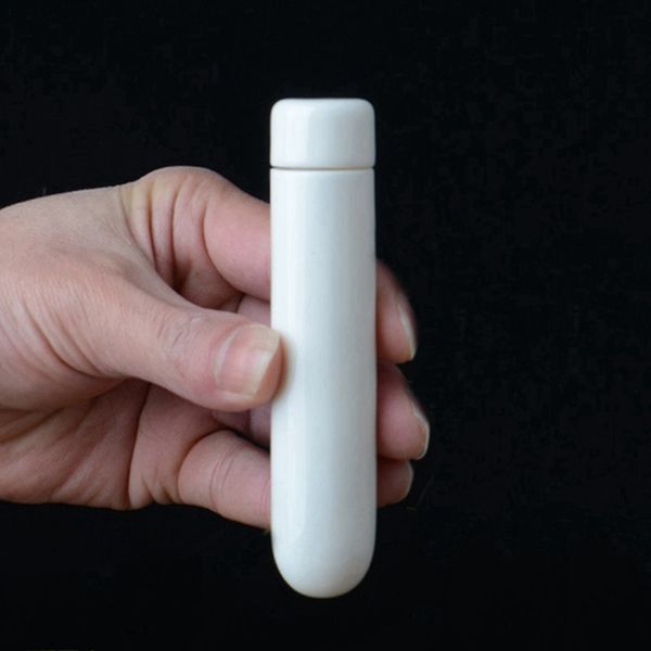 Pocket Smoking White Ceramics Dry Herb Tobacco Spice Snuff Snorter Sniffer Storage Bottle Stash Case Portable Silicone Seal Travel Pill Jars Cigarette Holder