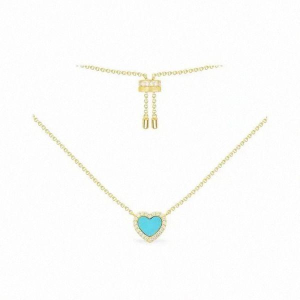 Blue Love Pingente Gold Ladies Colar Cara de Clavícula Europeia e Americana Luxo Marinha Colar de vento com caixa AC5795XTUY W79A#