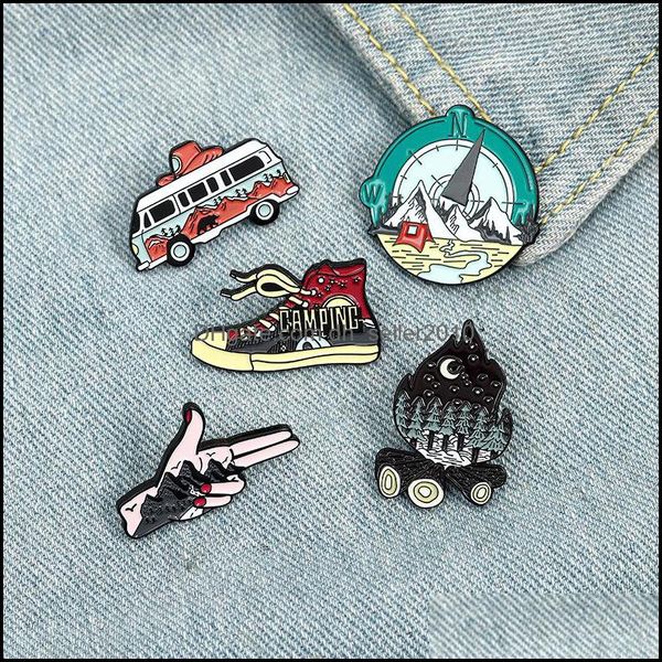 Pins Broschen Vintage Bus Feuer Schuhe Emaille Broschen Pin Frauen Kleid Hemd Demin Metall Brosche Pins Abzeichen Werbegeschenk 6146 Q2 Dro Dh1He