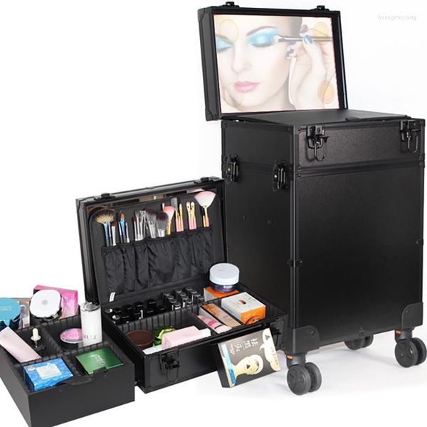 Valigie Professionali Con Trolley A Specchio Bagagli Cosmetici Truccatori Valigia Di Grande Capacità Custodia Per Strumenti Per Tatuaggi Per Unghie