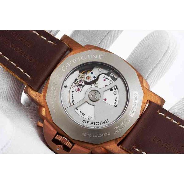 Designer-Herrenuhr, Luxusuhren für mechanische Armbanduhr, Leuchtwerk, 47 mm, Bronze, Pam Riqt