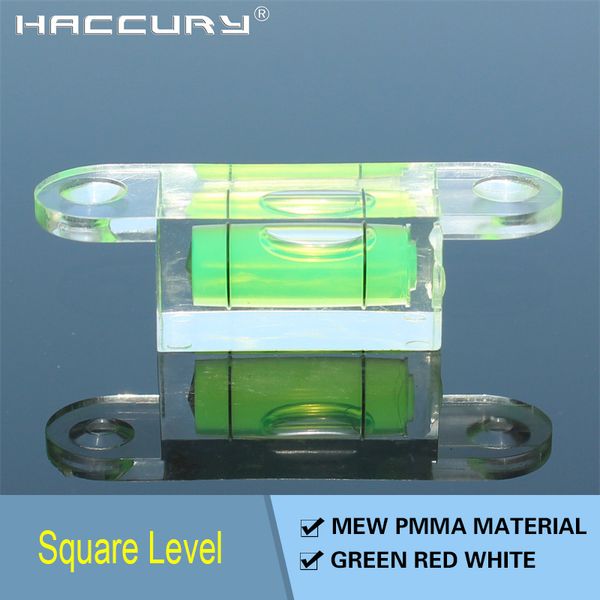 50pcs/lote haccury 15x15x55mm PMMA Nível de bolha coluna quadrada com orelhas Instrumento de medição no nível do espírito da concha acrílica