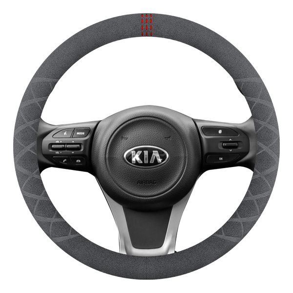 Kia Sportage fcrte KIA KX3 CERATO K4 KX5 Otomobil Aksesuarları için Erkekler ve Kadınlar İçin Kayma Ter Azalan Süet Direksiyon Kapağı