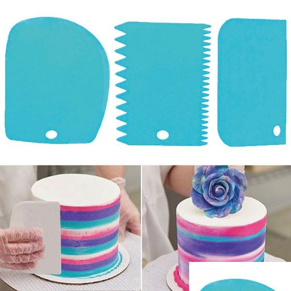 Ferramentas de bolo 3pcs/conjunto de creme de creme dentes irregular de dentes borda de bolo diy decoração de fondant cutters assando spatas ferramentas moldes gota delie dhuoq