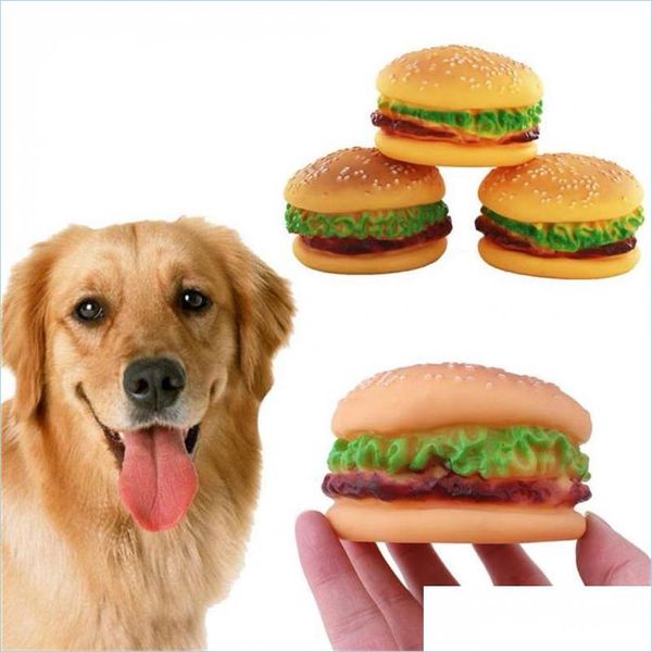 Toys de cachorro Chews Pet Chew Play Toys Toys PVC Hamburger Dog Cat Puppy Treinamento Som Squeaker vegeta