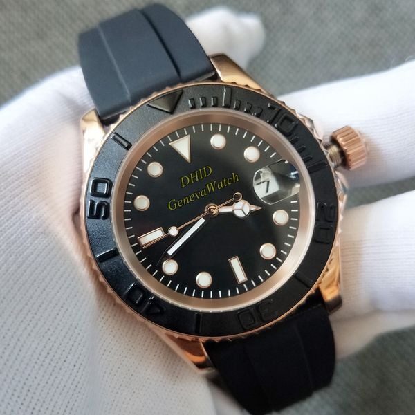 Lüks Erkek Saatler ETA 2824 Mekanik Otomatik Hareket Montre De Luxe Gül Altın 904L Çelik Adam Kol saatleri Lumious Kauçuk Kayış 200m Waterpfoof