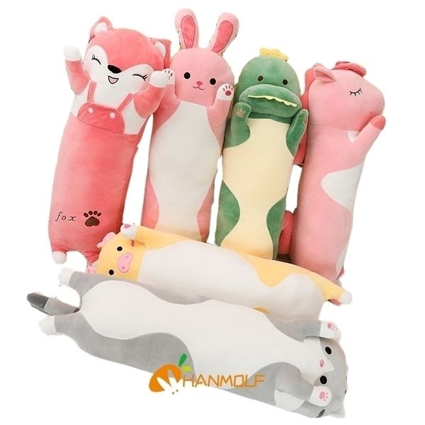 Plüschpuppen Cartoon Lange Tiere Plüschtier Squishy Sleeping Friend Stuff Katze Hase Schwein Dinosaurier Einhorn Puppe Weihnachtsgeschenk 7090120 cm 220913