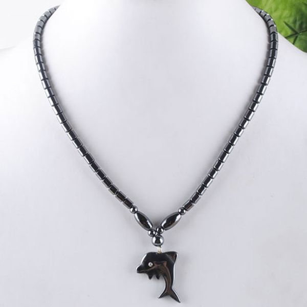 Collana con ciondolo balena animale carino per le donne Engery perline di ematite nera 18 