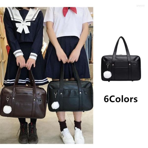 Roupas conjuntos de roupas de uniforme escolar japonês colégio americano boneca jk bolsa de couro de couro pu para mulheres bolsas de ombro casuais bola de cabelo