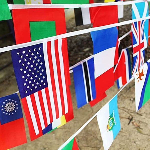 2022 Dünya Kupası Bayrakları 32 Ülke String Flag International Bunting Pennant Banner Büyük Açılış Sporları Bar Partisi Dekorasyonları Etkinlikler - 33 Feet