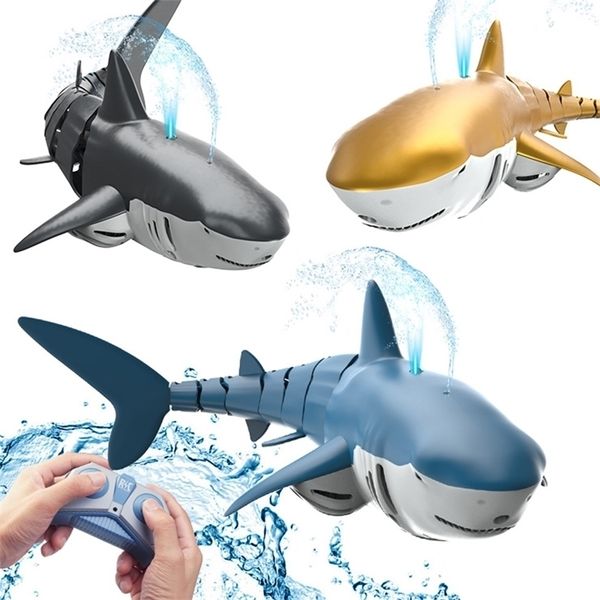 ElectricRC Animals Funny RC Shark Toy Remote Control Robots Banheira Pool Electric Toys Summer Swimming Water Ship Submarine Kids 220914