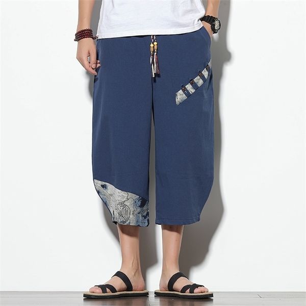 Pantaloni da uomo Harem Stile coreano Estate Casual Pantaloni larghi in cotone Maschile oversize al polpaccio 5XL 220914