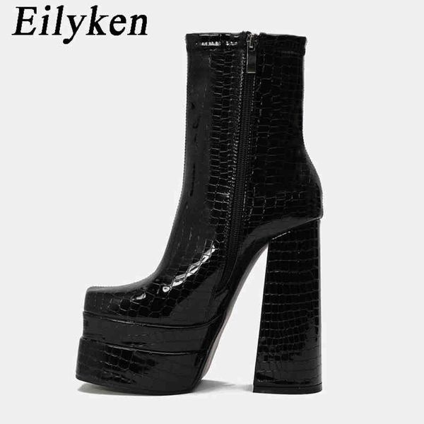 Stiefel Eilyken Herbst Winter Frauen Street Style Serpentine Stiefeletten Mode Plattform Keile Satin High Heels Weibliche Prom Chunky Schuh 220913