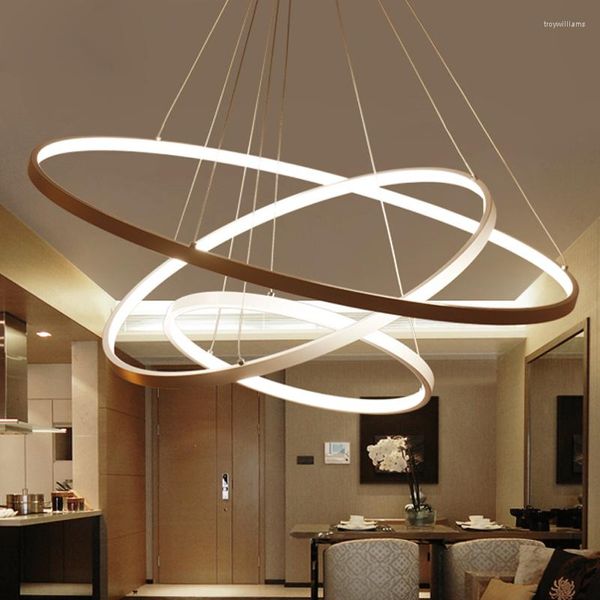 Lâmpadas pendentes Creative Led Led Room Candeliers Modern Minimalista Personalidade Arte Golden Circle Rainto Ringue Ringue Restaurante Restaurante