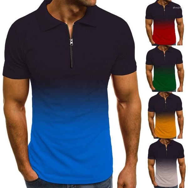 Polo da uomo Estate 2022 Camicia casual Moda uomo Giacca da tennis Manica corta Risvolto Slim Body Change Stampa Top Chemise Homme