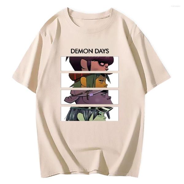 Erkek Tişörtleri Müzik Gorillaz T-Shirt Üstleri Kadınlar Sokak Giyim Hip-Hop Giysileri Kostümler Erkekler Tshirt Büyük Boy