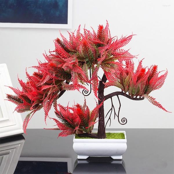 Fiori decorativi Ornamento in vaso Colore vibrante antico Micro paesaggio Simulazione Torcia Albero Pianta bonsai per giardino