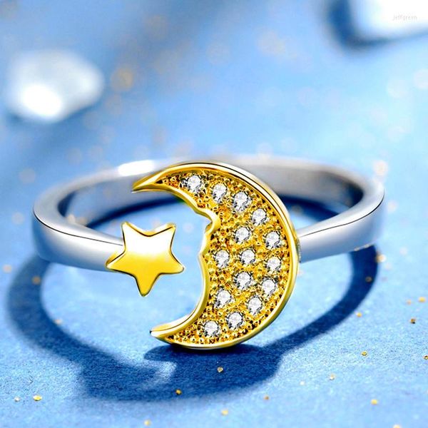 Anéis de casamento Trendy Charm Moon Star para homens homens Boho Knuckle Party Punk Coquetel Jewelry Girls Gift Anilos 2022