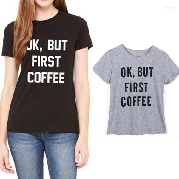 Camiseta feminina de camiseta feminina por atacado- 2022 kawaii feminino café impressão de verão camisas camiseta femme top ropa polera de mujer