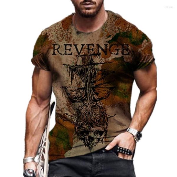 Мужские рубашки ретро-готические пиратские судно печатные изделия уличная одежда футболка мужская лучшая летняя мода Харадзюку негабаритная коротка