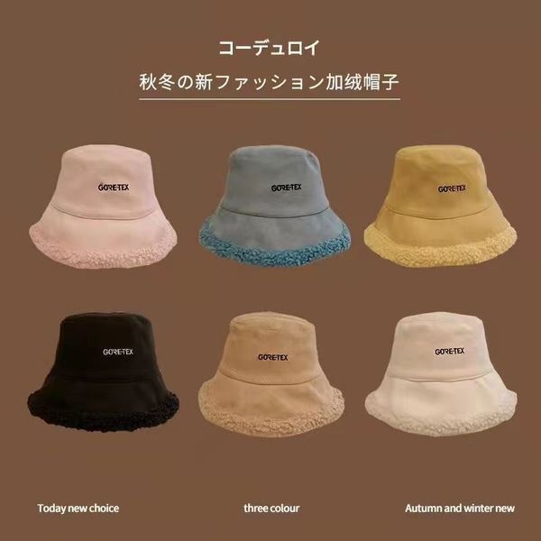2022 nuovo pile di agnello invernale a doppia faccia anteriore e posteriore calda versione coreana cappello da pescatore di moda giapponese carino