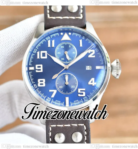 45 -миллиметровые пилоты смотрят IW515202 Автоматические мужские часы синий циферблат стальной корпус коричневый кожаный стерп без хронографа большого размера временной сети e210b2
