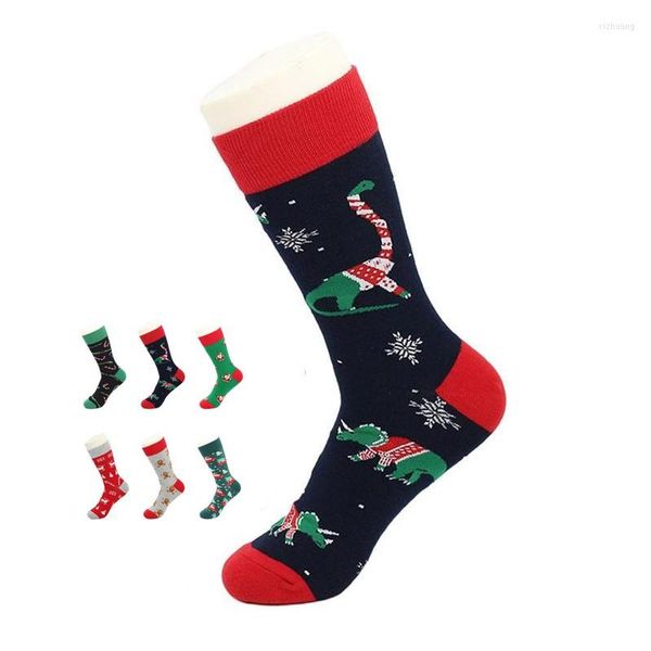 Herrensocken Weihnachten Herren Lustiger Weihnachtsbaum Weihnachtsmann Schneeflocke Elch Baumwollschlauch Crew Candy Happy Sock Men Year Sokken