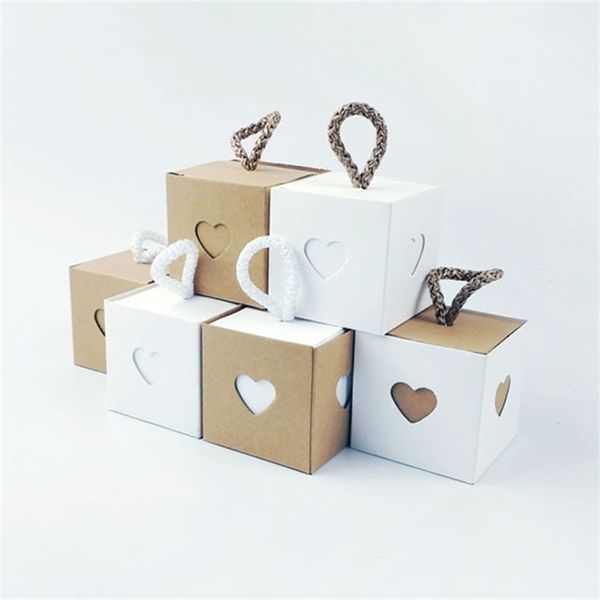 Embrulho de presente 50pcs em branco Kraft Paper Cenor Candy Boxes Gift Boxes