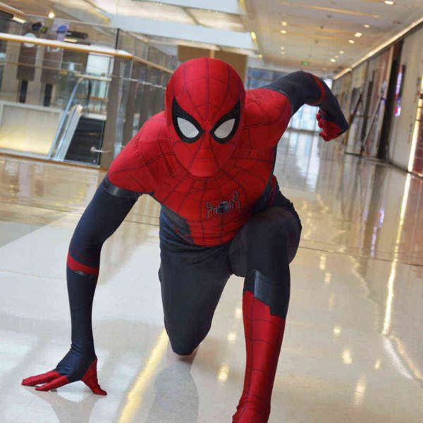 Traje Tema Longe de Casa Traje Superhero Zentai Suit Spider Man Cosplay para Masculino Feminino Macacão Bodysuit Trajes de Festa de Carnaval 220914H