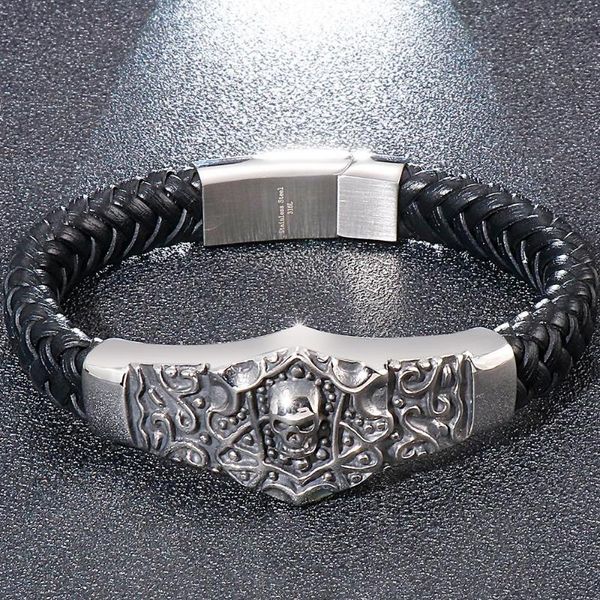 Bracelets de link Pulseira de crânio steampunk para homens Correia de aço inoxidável de aço inoxidável