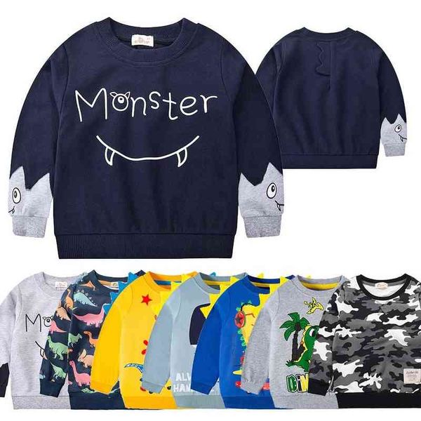 2-8 Jahre Kinder Pullover Sweatshirt Cartoon Dinosaurier Monster Print Oberbekleidung Jacke Kleinkind Kinder Frühling Herbst Jungen Kleidung 0913