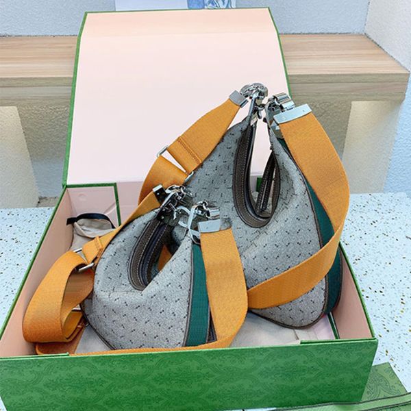 Neue Halbmontag -Tasche Frauen Handtasche Crossbody Geldbörse Croissant Bags Anhang Klassische Schrift abnehmbare Schultergurt Lady Clutch Zwei Größe Echtes Leder