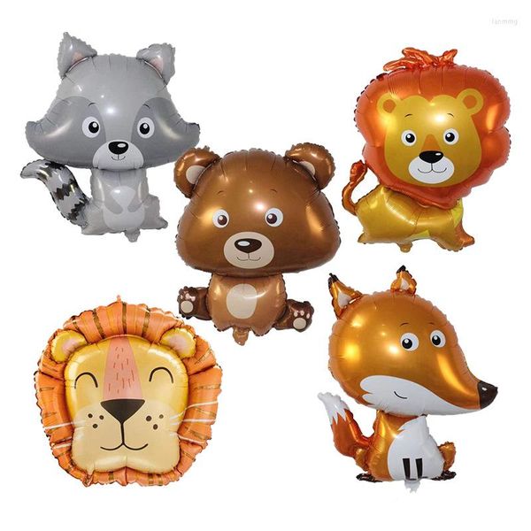 Parti dekorasyonu 1pc karikatür hayvan folyo balonlar aslan ayı sincap globos hava balon doğum günü dekorasyonları çocuklar şişme oyuncaklar