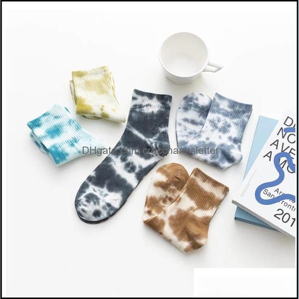 Schuhteile Zubehör Socken Baumwolle Harajuku Sport Streetwear Crew Mode Lustig Hip Hop Klassisch Mädchen Weich Neu Tie-Dye Vortex Männer A Dhf3O