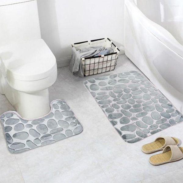 Tapetes 2 pcs kit de flanela de banheira kit 3d decoração de casa tapete banheiro banheiro não deslizante conjunto de tapete da porta d30 D30