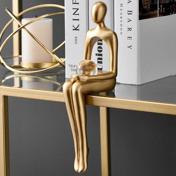 Artesanato Nordic Office Desk Acessórios Pensador Figura estátua estátua de luxo Decoração de decoração de casa Decoração de arte escultura de desktop